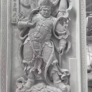 渭南 芝麻灰花岗岩人物雕刻——多闻天王